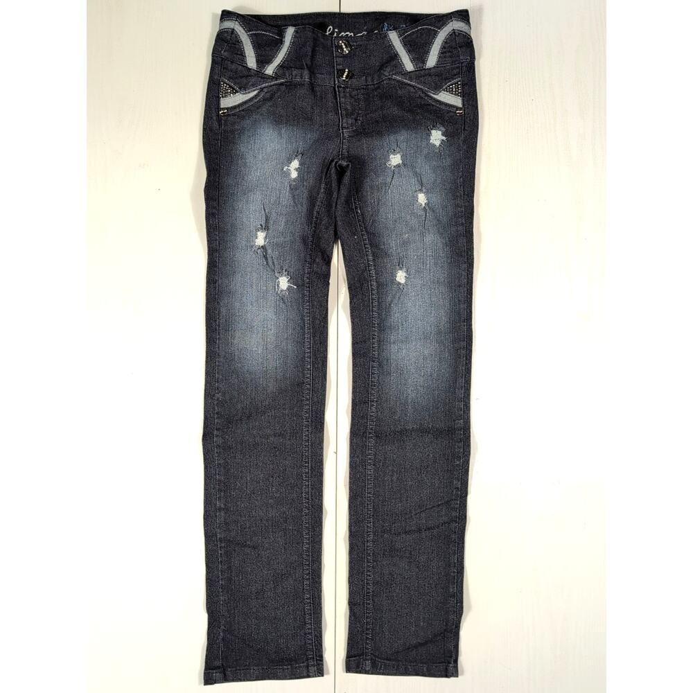 Climax Jeans Women’s Size 13 Dark Wash Distressed Skinny Denim Pants Stretch